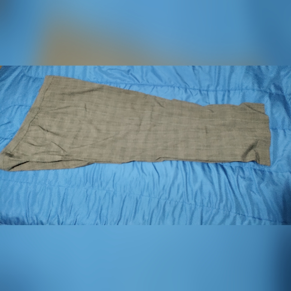 George 22w light gray slacks with stripe/plaid/blue stripe details.